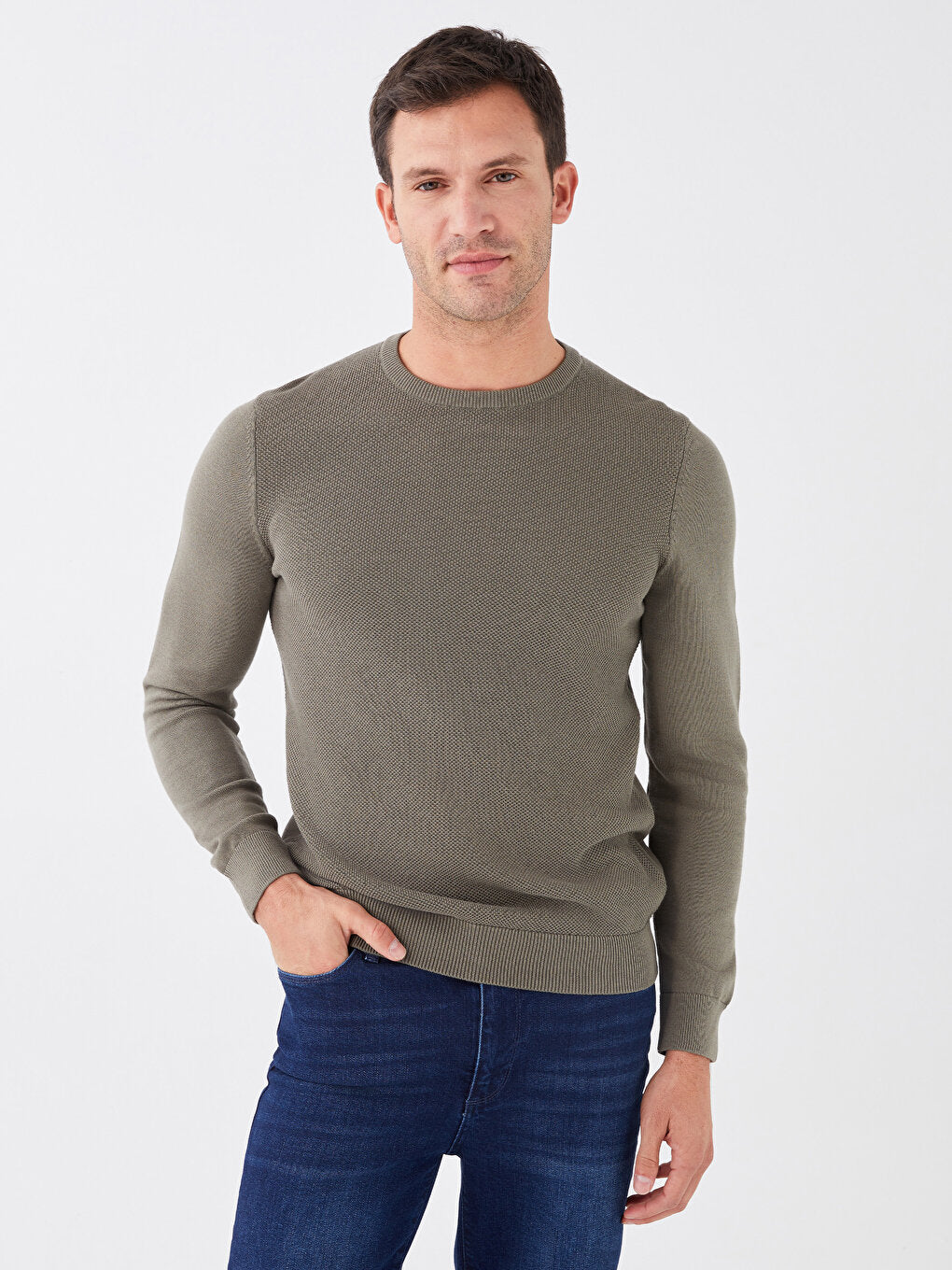 Crew Neck Long Sleeve Men's Knitwear Sweater