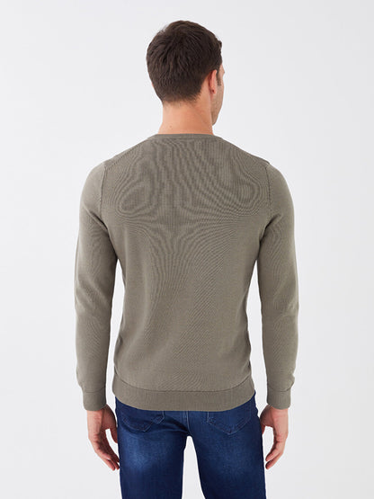 Crew Neck Long Sleeve Men's Knitwear Sweater