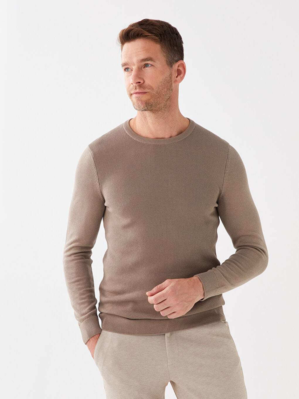 Crew Neck Long Sleeve Men's Knitwear Sweater