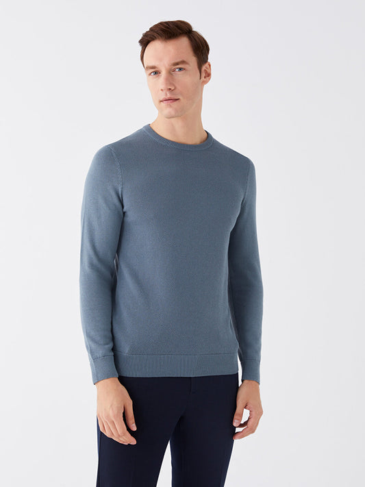 Crew Neck Long Sleeve Men's Knitwear Sweater