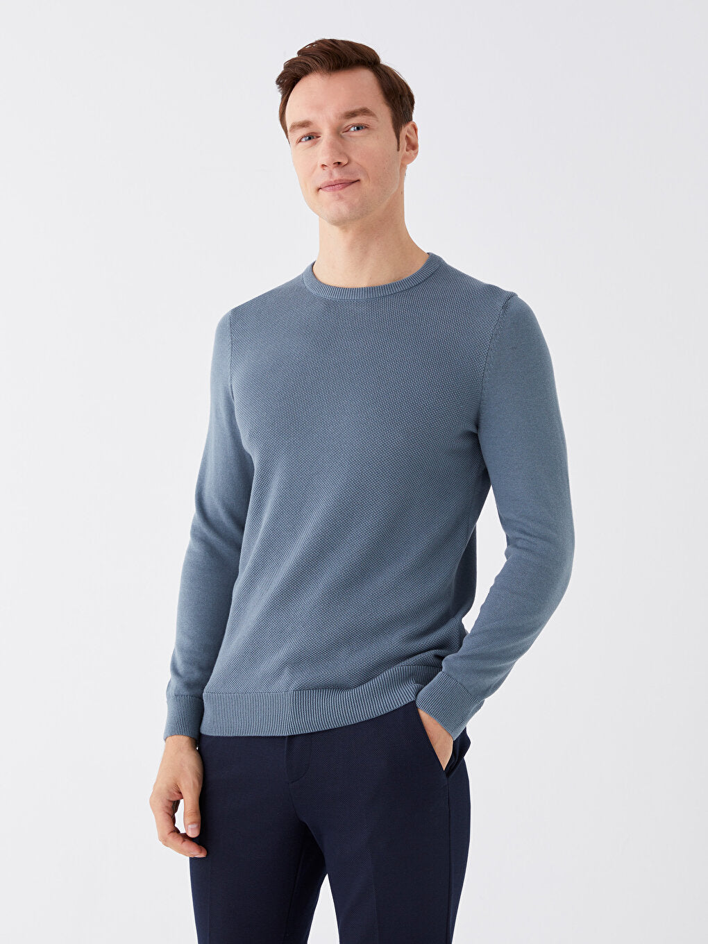 Crew Neck Long Sleeve Men's Knitwear Sweater