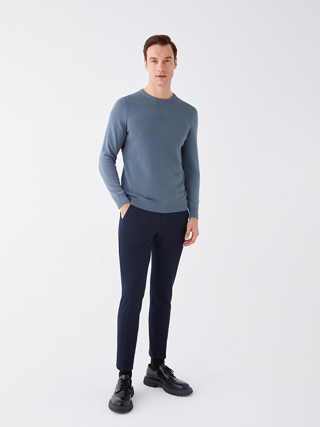 Crew Neck Long Sleeve Men's Knitwear Sweater