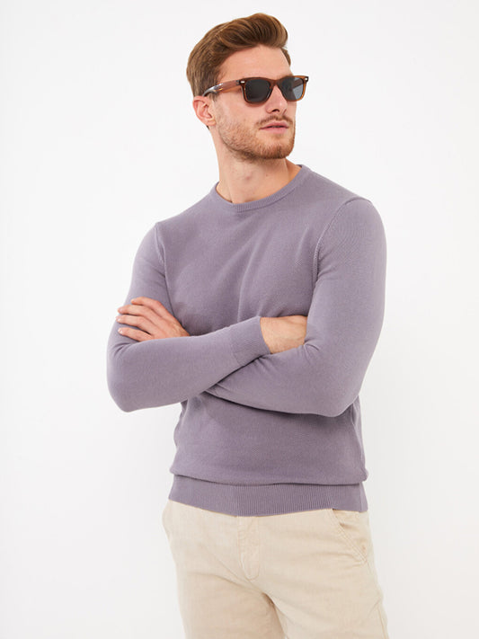 Crew Neck Long Sleeve Men's Knitwear Sweater