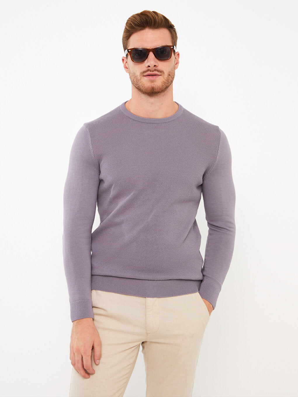 Crew Neck Long Sleeve Men's Knitwear Sweater