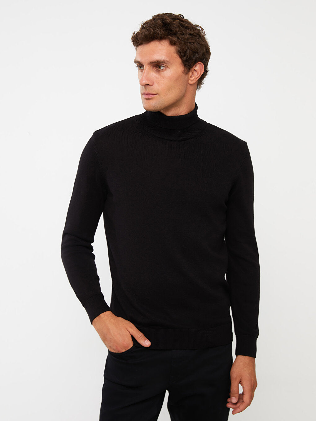 Turtleneck Long Sleeve Men's Knitwear Sweater