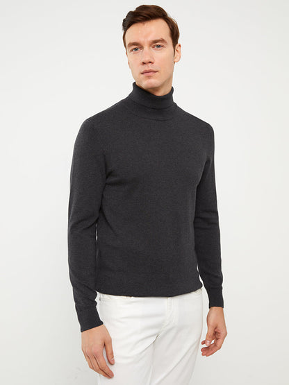 Turtleneck Long Sleeve Men's Knitwear Sweater