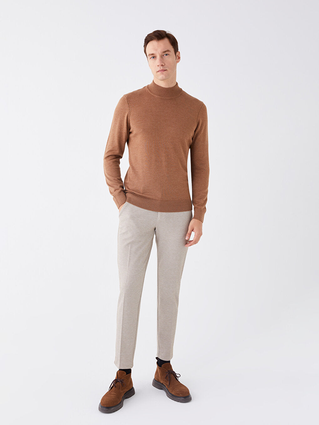 Half Turtleneck Long Sleeve Men's Knitwear Sweater