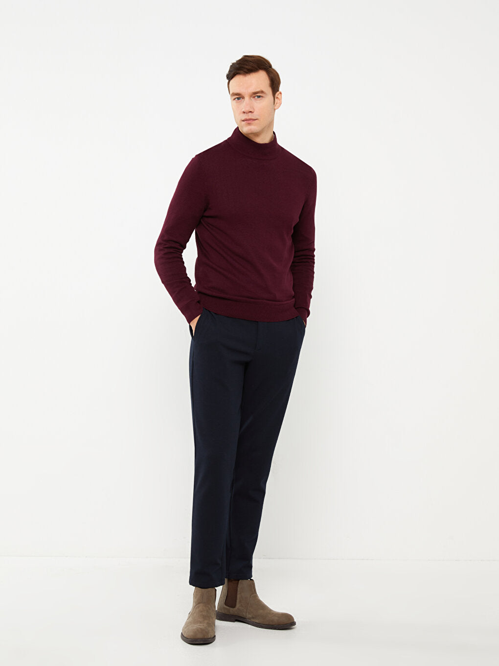 Half Turtleneck Long Sleeve Men's Knitwear Sweater