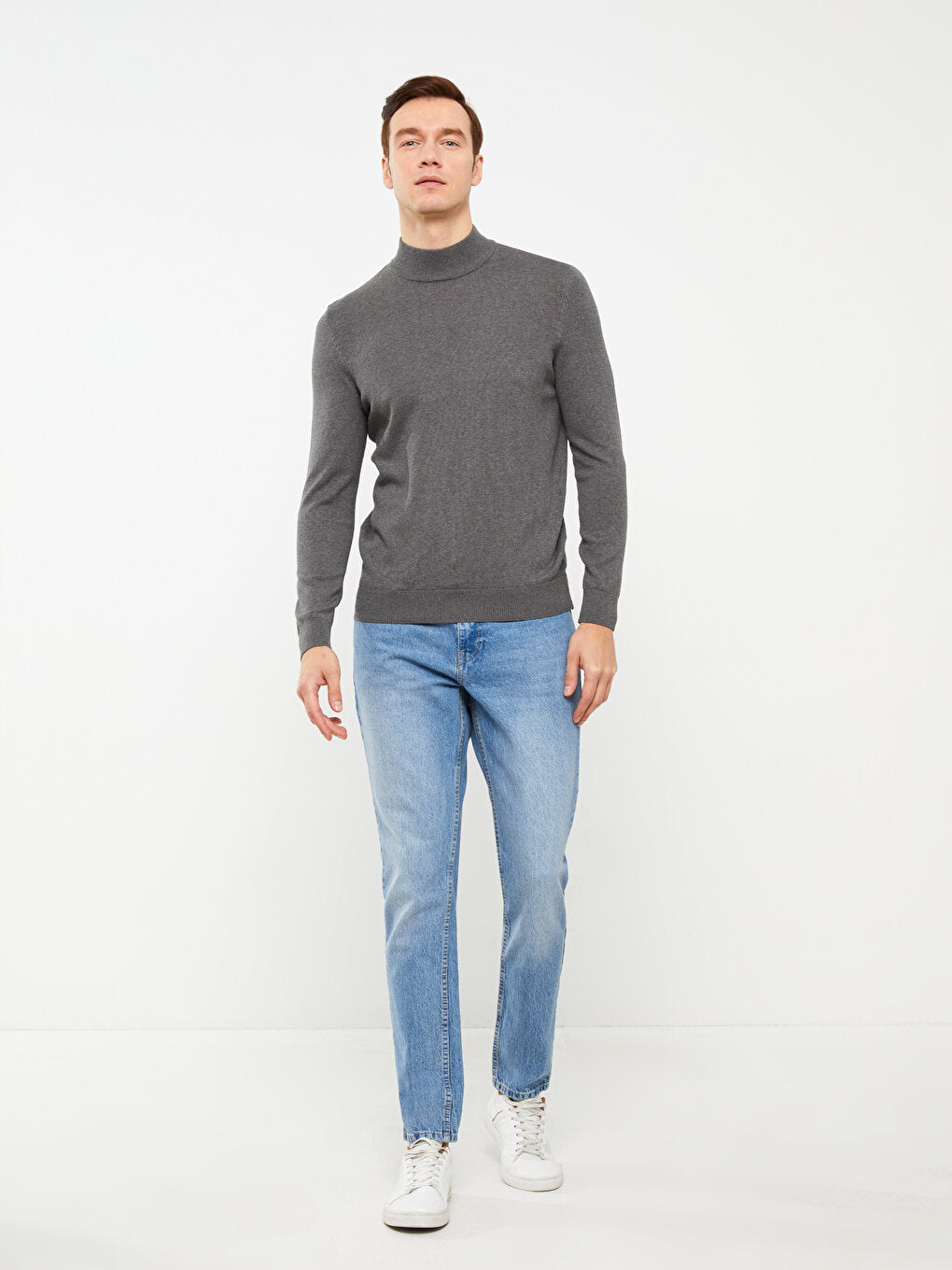 Half Turtleneck Long Sleeve Men's Knitwear Sweater