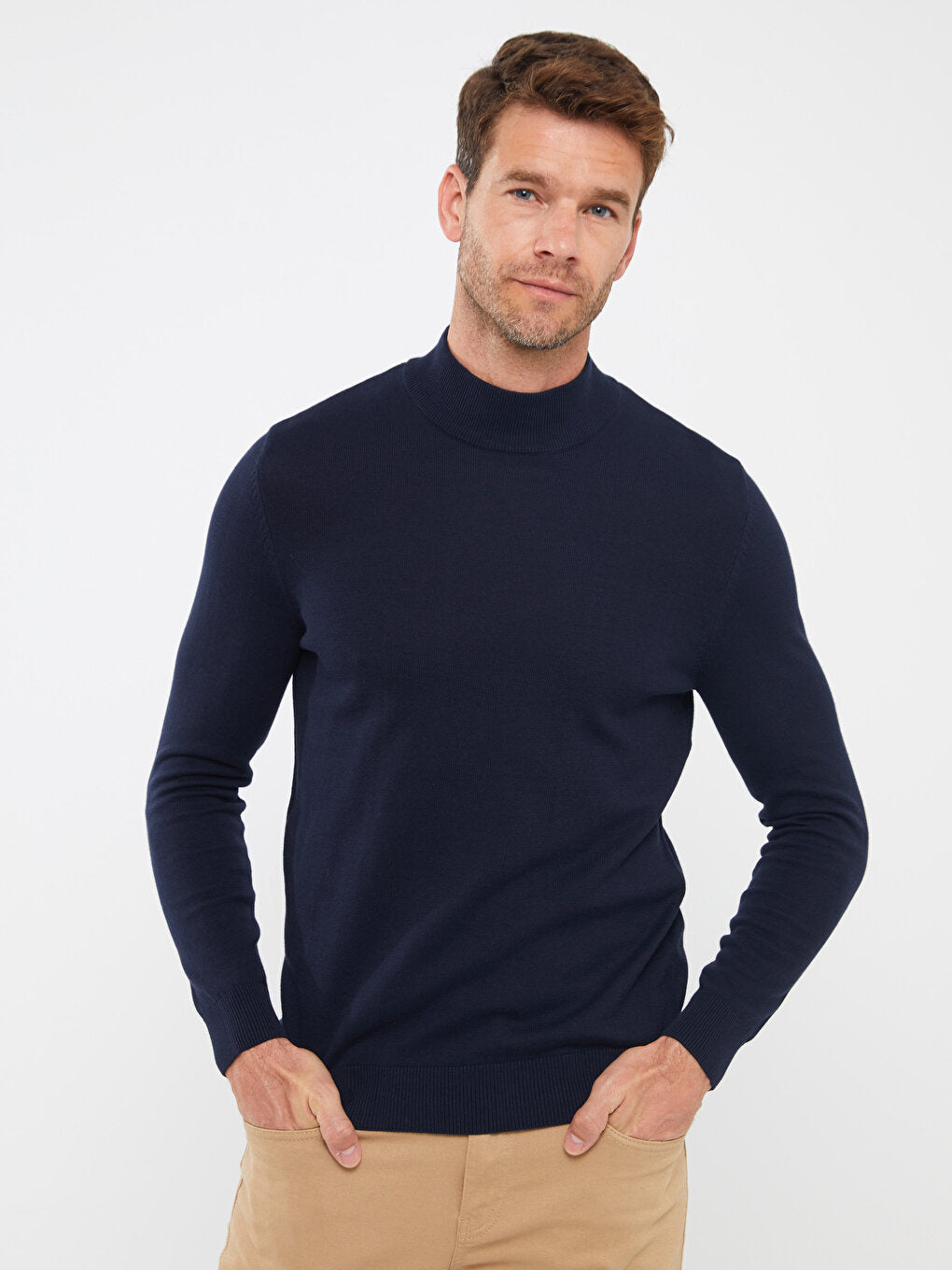 Half Turtleneck Long Sleeve Men's Knitwear Sweater