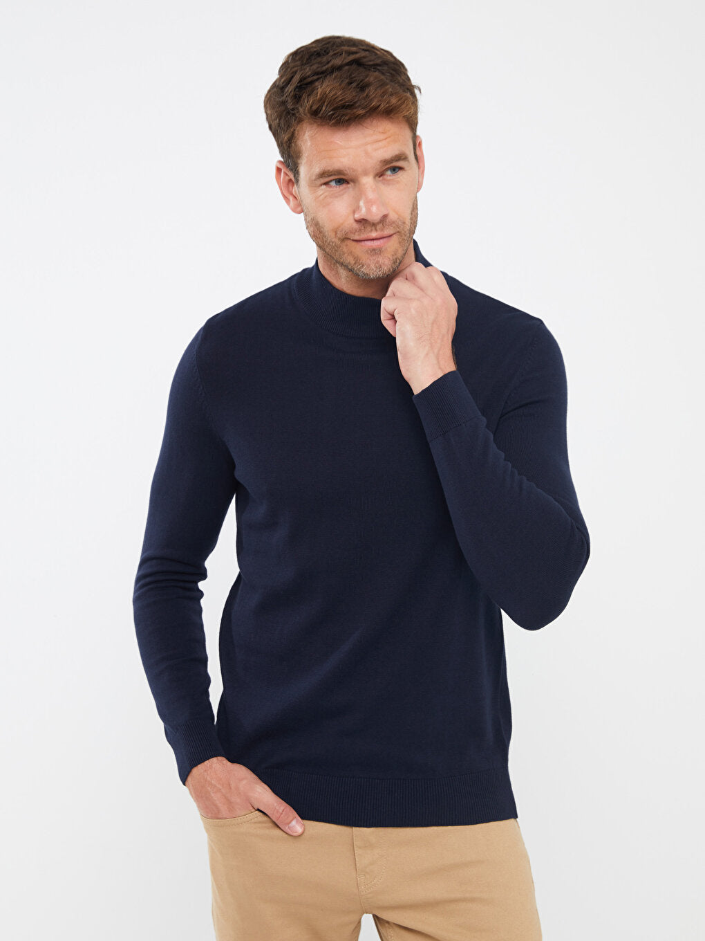 Half Turtleneck Long Sleeve Men's Knitwear Sweater