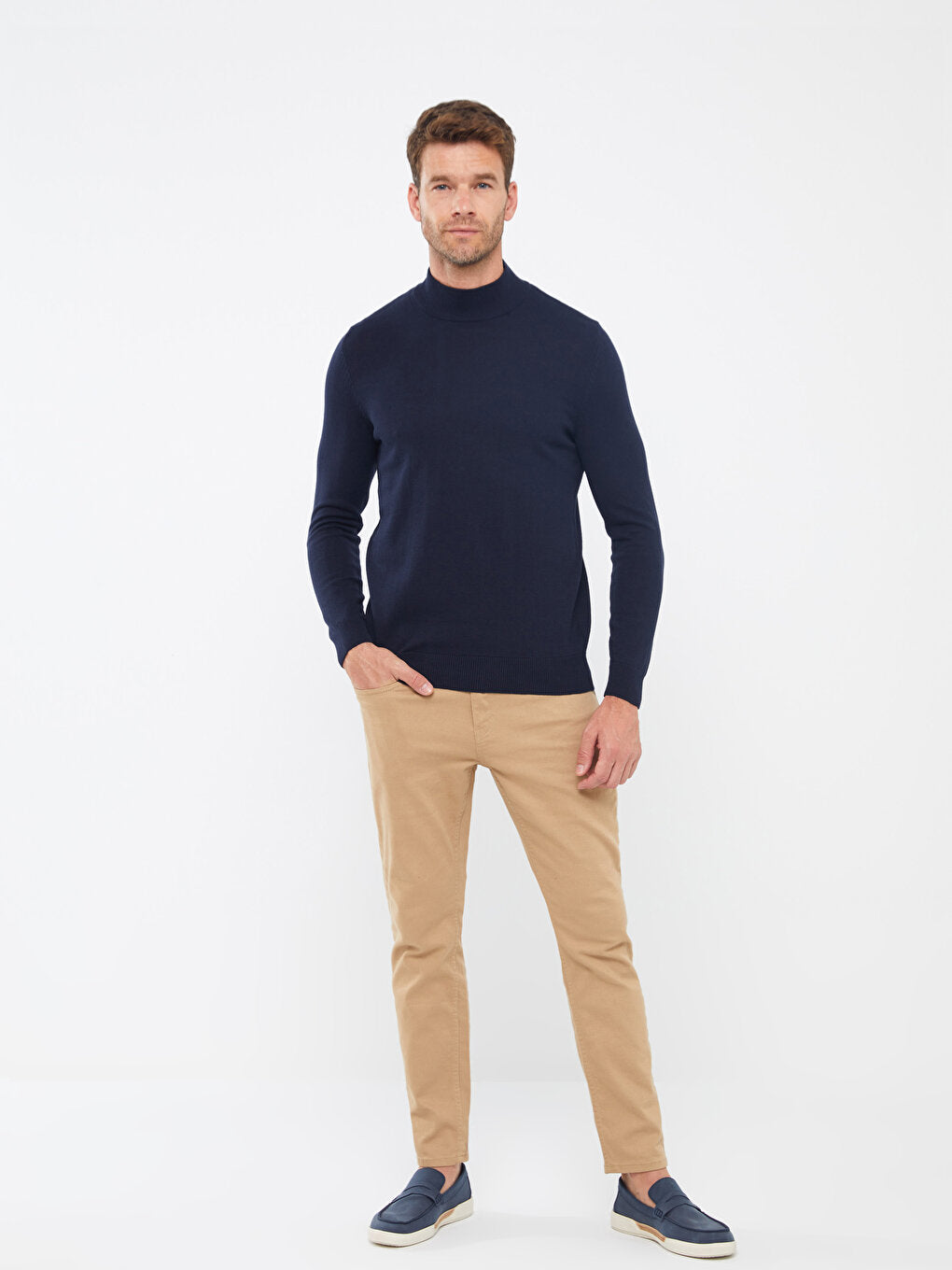 Half Turtleneck Long Sleeve Men's Knitwear Sweater