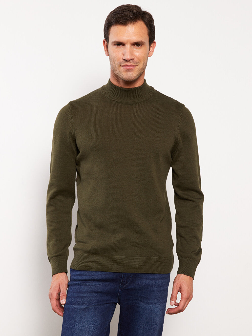 Half Turtleneck Long Sleeve Men's Knitwear Sweater