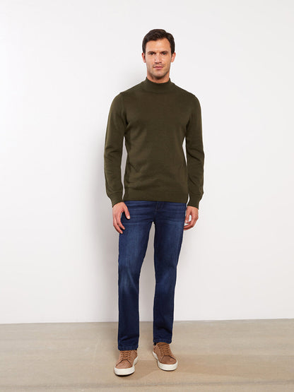 Half Turtleneck Long Sleeve Men's Knitwear Sweater