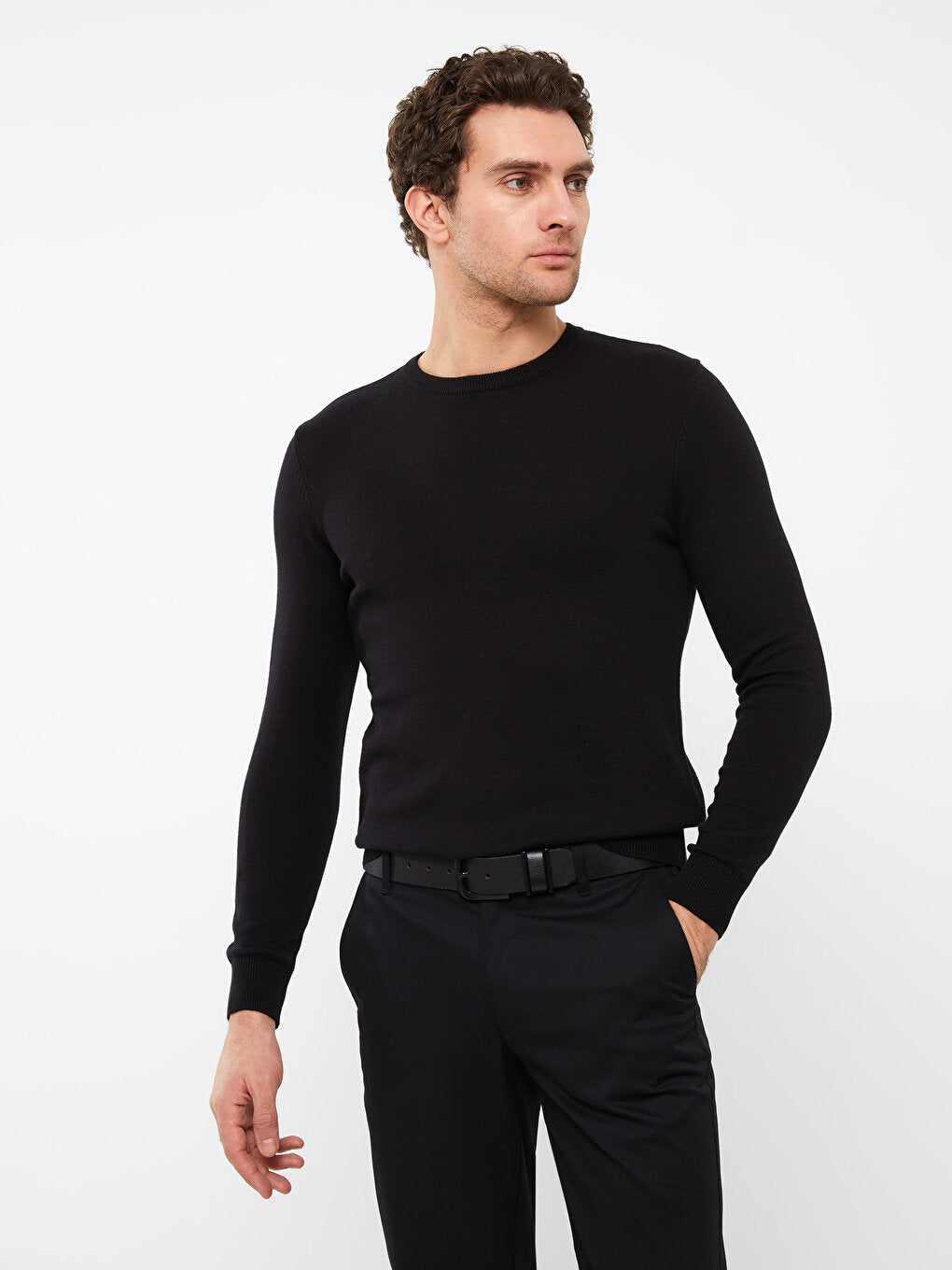 Crew Neck Long Sleeve Men's Knitwear Sweater