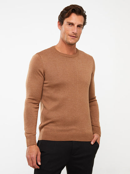 Crew Neck Long Sleeve Men's Knitwear Sweater