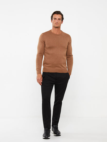 Crew Neck Long Sleeve Men's Knitwear Sweater