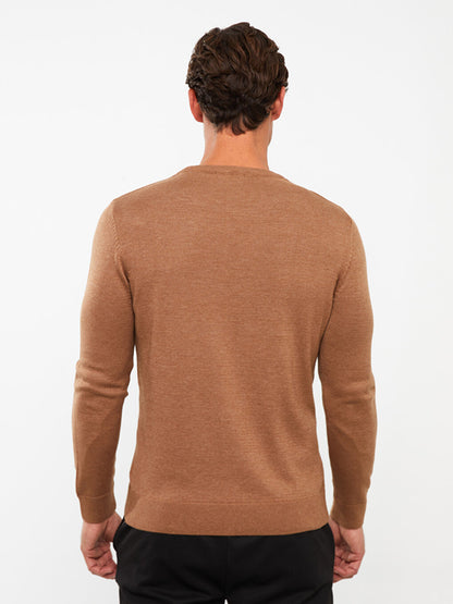 Crew Neck Long Sleeve Men's Knitwear Sweater