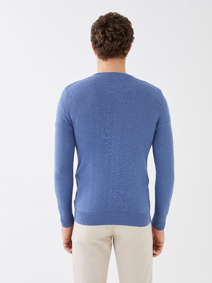 Crew Neck Long Sleeve Men's Knitwear Sweater