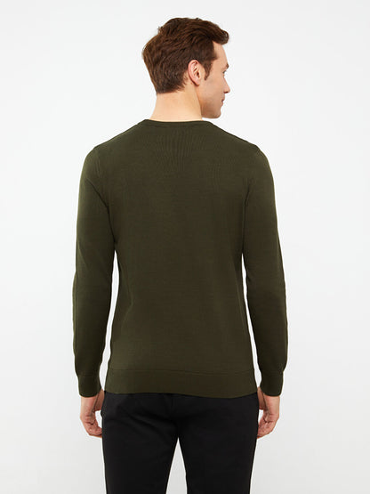 Crew Neck Long Sleeve Men's Knitwear Sweater