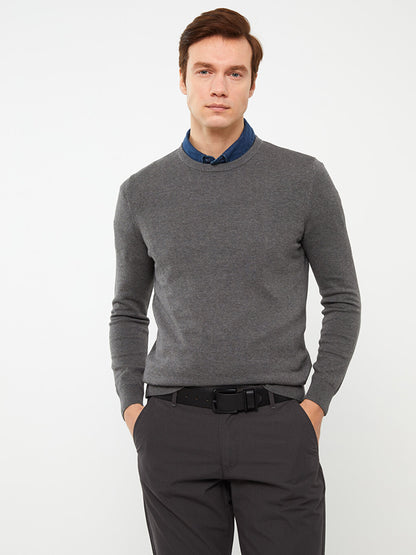 Crew Neck Long Sleeve Men's Knitwear Sweater