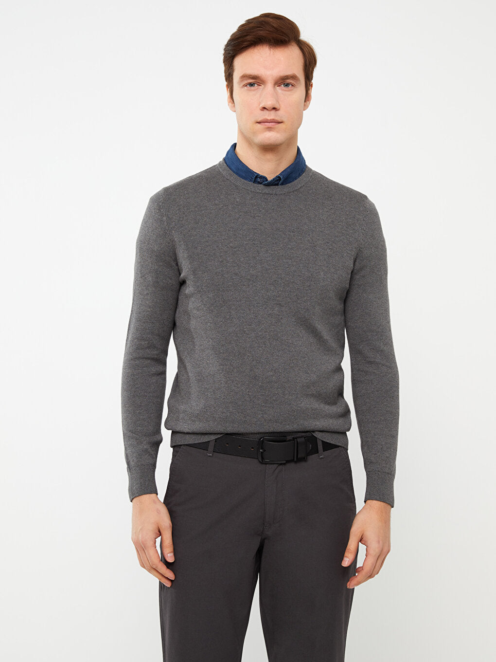 Crew Neck Long Sleeve Men's Knitwear Sweater