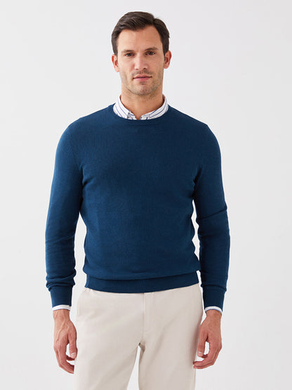 Crew Neck Long Sleeve Men's Knitwear Sweater