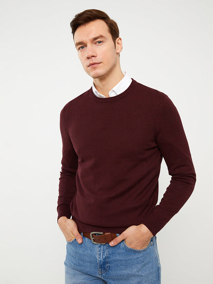 Crew Neck Long Sleeve Men's Knitwear Sweater