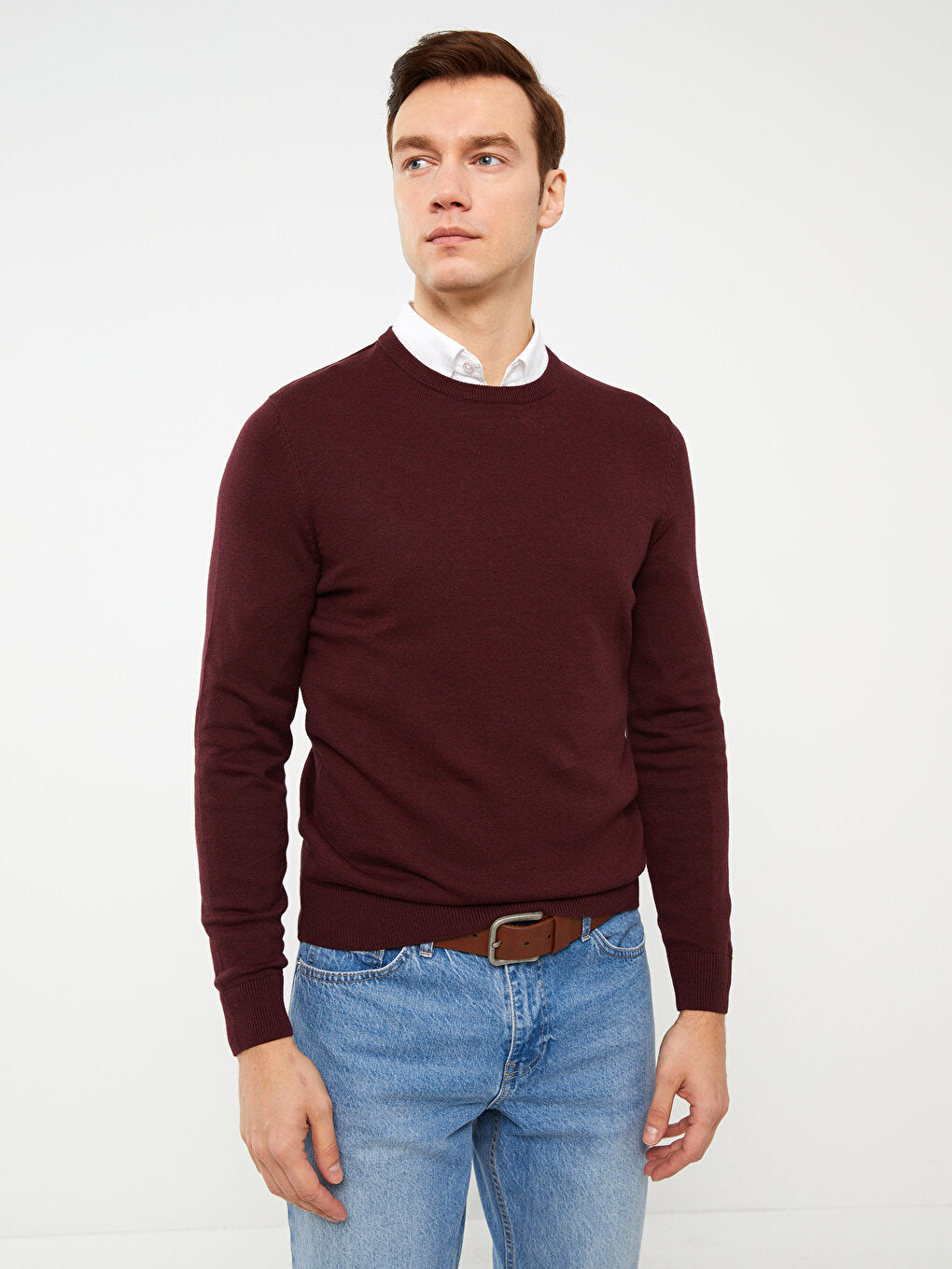 Crew Neck Long Sleeve Men's Knitwear Sweater