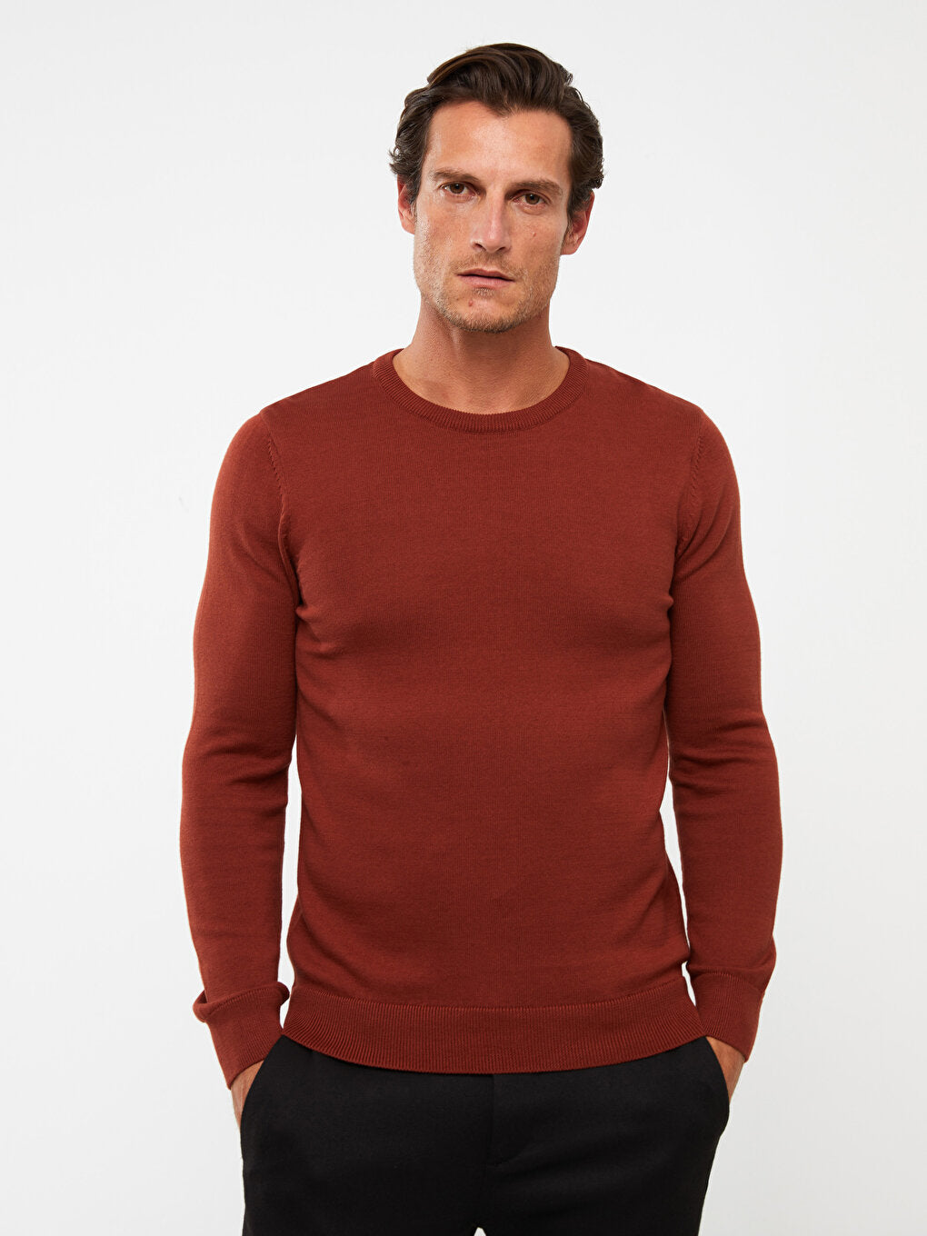 Crew Neck Long Sleeve Men's Knitwear Sweater