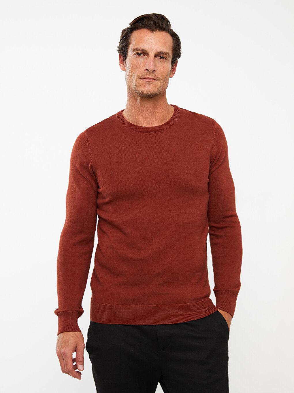 Crew Neck Long Sleeve Men's Knitwear Sweater