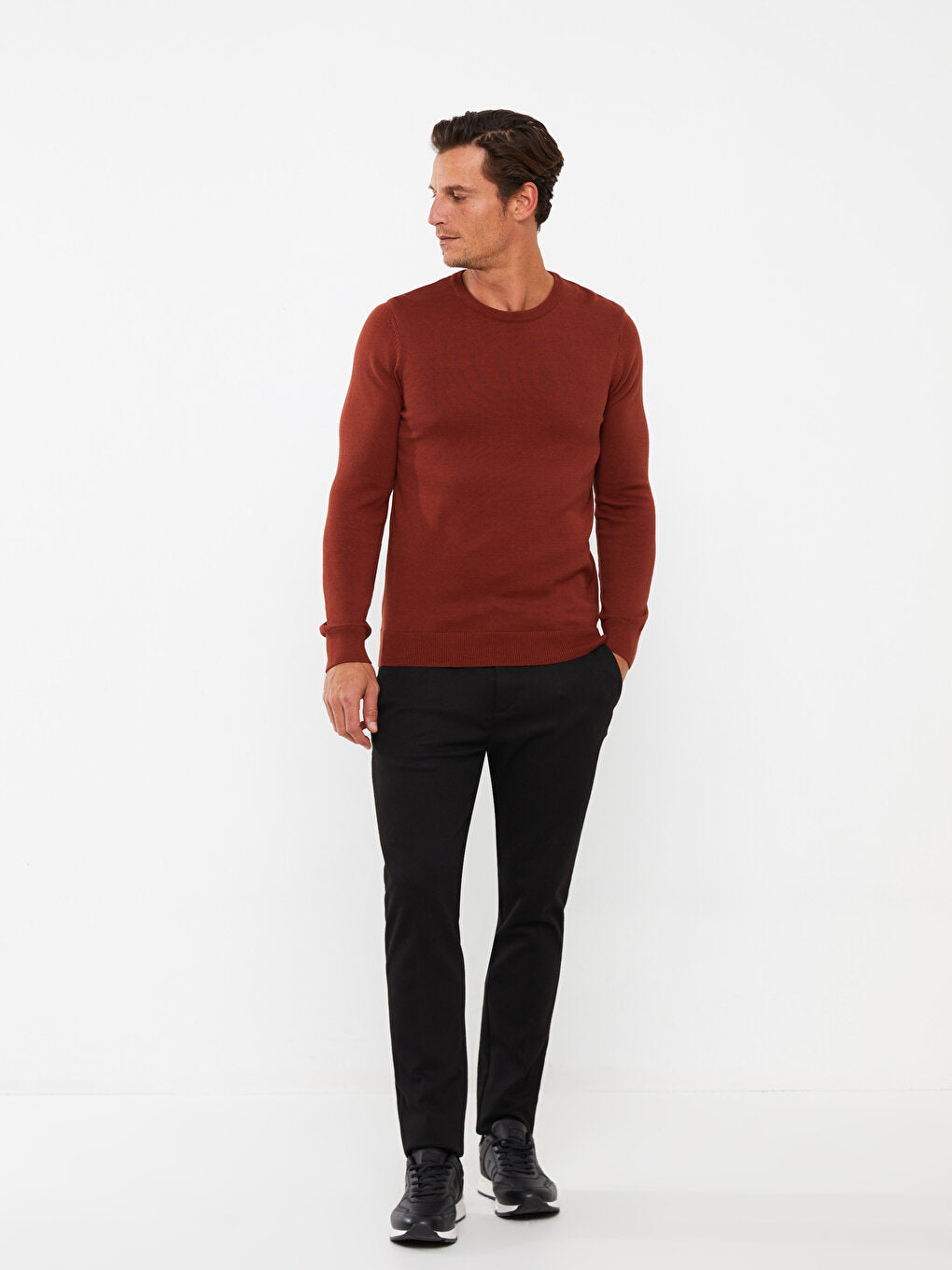 Crew Neck Long Sleeve Men's Knitwear Sweater