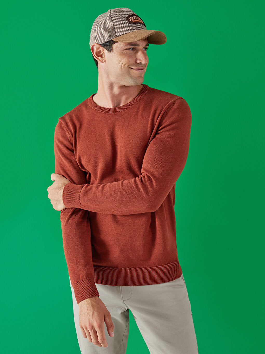 Crew Neck Long Sleeve Men's Knitwear Sweater