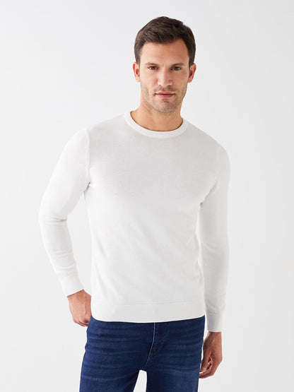 Crew Neck Long Sleeve Men's Knitwear Sweater