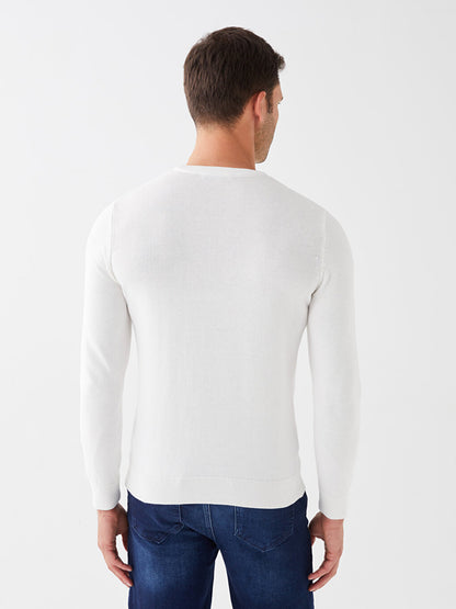 Crew Neck Long Sleeve Men's Knitwear Sweater