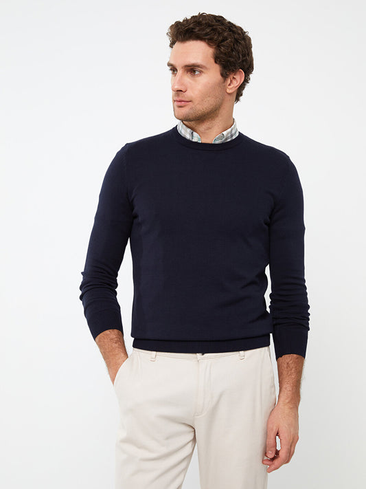 Crew Neck Long Sleeve Men's Knitwear Sweater