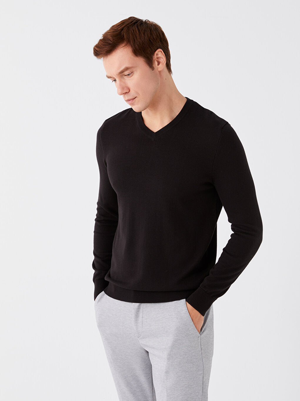 V-Neck Long Sleeve Men's Knitwear Sweater