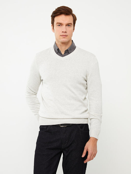 V-Neck Long Sleeve Men's Knitwear Sweater