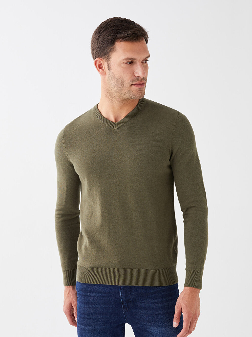 V-Neck Long Sleeve Men's Knitwear Sweater