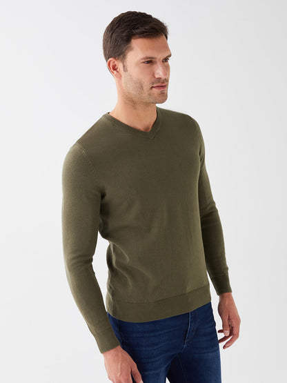 V-Neck Long Sleeve Men's Knitwear Sweater