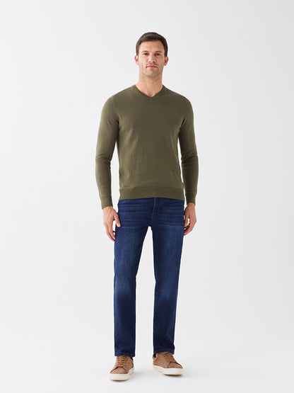 V-Neck Long Sleeve Men's Knitwear Sweater