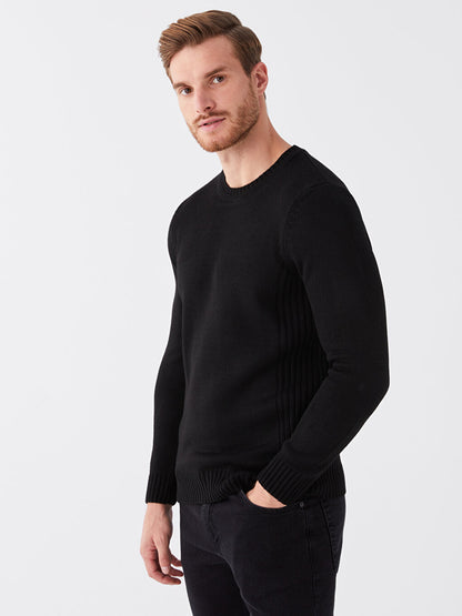 Crew Neck Long Sleeve Men's Knitwear Sweater