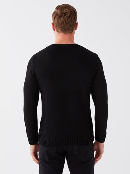 Crew Neck Long Sleeve Men's Knitwear Sweater