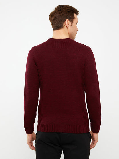 Crew Neck Long Sleeve Men's Knitwear Sweater