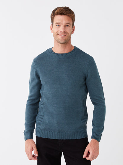 Crew Neck Long Sleeve Men's Knitwear Sweater