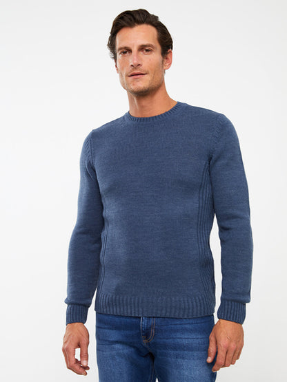 Crew Neck Long Sleeve Men's Knitwear Sweater