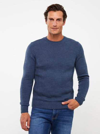 Crew Neck Long Sleeve Men's Knitwear Sweater