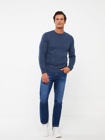 Crew Neck Long Sleeve Men's Knitwear Sweater