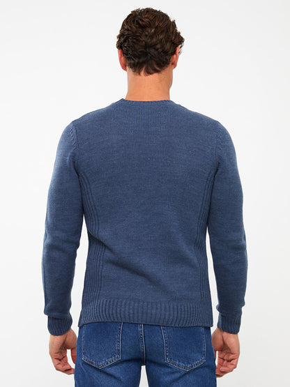 Crew Neck Long Sleeve Men's Knitwear Sweater