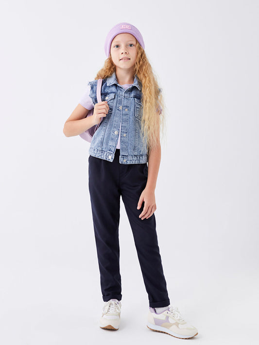 Basic Girl's Trousers with Elastic Waist